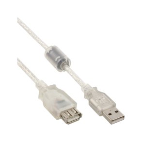 InLine USB 2.0 Extension Cable Transparent Type A male to female with ferrite choke 1.8m