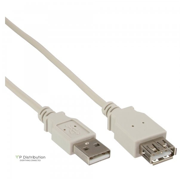 InLine USB 2.0 Cable Type A male to female grey 1.8m