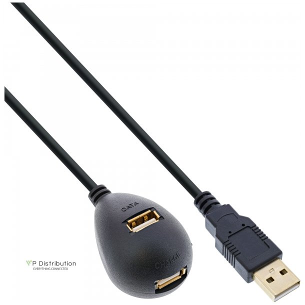 InLine USB 2.0 Cable Type A male to female with base black 2m