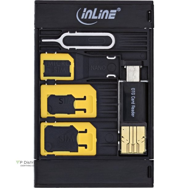 InLine&reg; SIM-BOX Sim Card Adapter &amp; Supply Case with otg cardreader