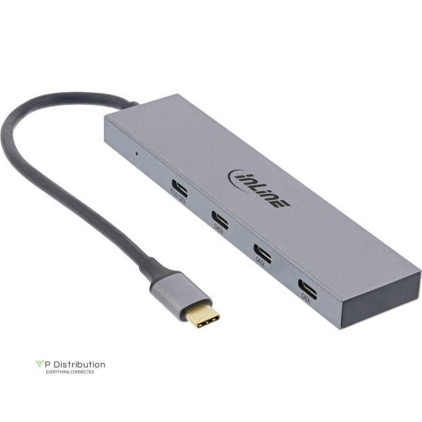 InLine USB 3.2 Gen.2 Hub, USB Type-C to 4 Port Type-C wo/PSU Grey