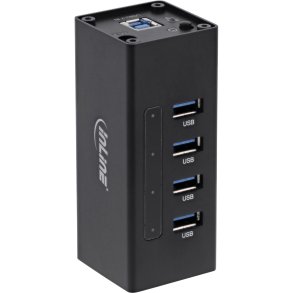 InLine USB 3.2 Gen.1 4 Port Hub Aluminium Case with 2.5A Power Supply black