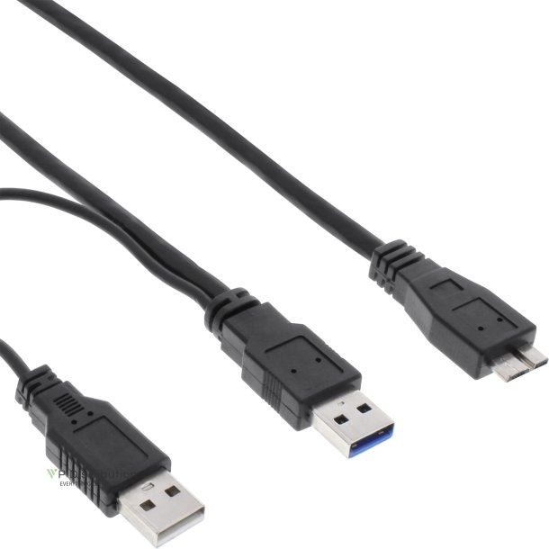 InLine&reg; USB 3.0 Y-Cable 2x Type A male to Micro B male black 1.5m