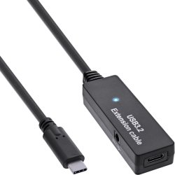 InLine&reg; USB 3.2 Gen.1 active extension, USB-C male to USB-C female, 5m