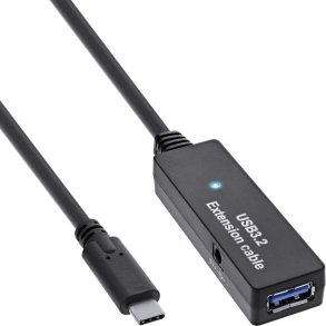 InLine® USB 3.2 Gen.1 active extension, USB-C male to USB-A female, 5m