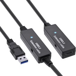 InLine&reg; USB 3.2 Gen.1 active extension, USB-A male to USB-C female, 10m