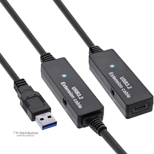 InLine&reg; USB 3.2 Gen.1 active extension, USB-A male to USB-C female, 10m