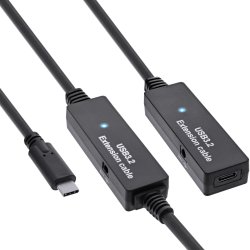 InLine&reg; USB 3.2 Gen.1 active extension, USB-C male to USB-C female, 15m