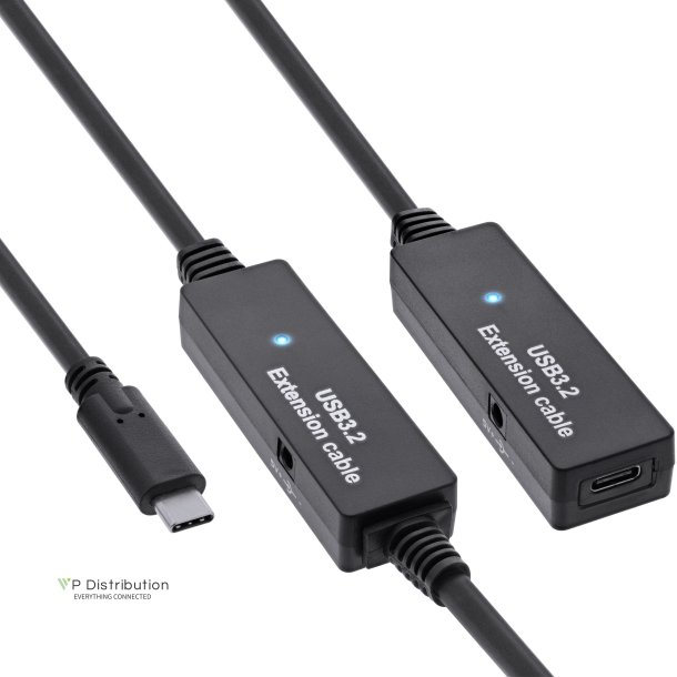 InLine&reg; USB 3.2 Gen.1 active extension, USB-C male to USB-C female, 15m