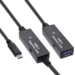 InLine&reg; USB 3.2 Gen.1 active extension, USB-C male to USB-A female, 15m