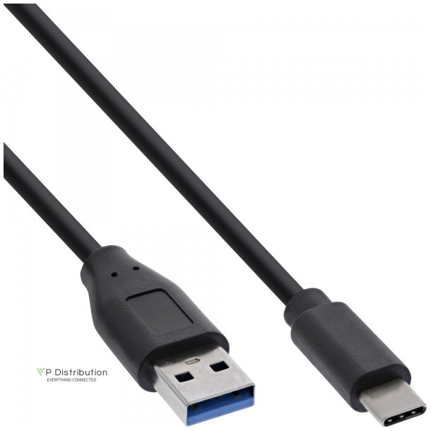 InLine USB 3.2 Cable, USB Type-C male to A male, black, 1m