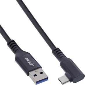 InLine&reg; USB 3.2 Gen.1 cable, USB-C plug angled - USB-A plug for VR, black, 5m