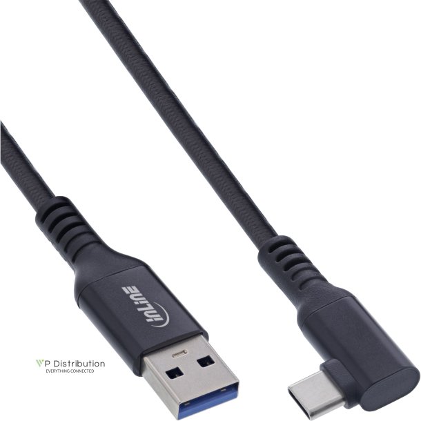 InLine&reg; USB 3.2 Gen.1 cable, USB-C plug angled - USB-A plug for VR, black, 5m