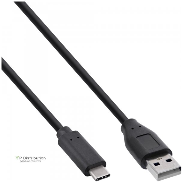 InLine USB 2.0 Cable, Type C male to A male, black, 1m