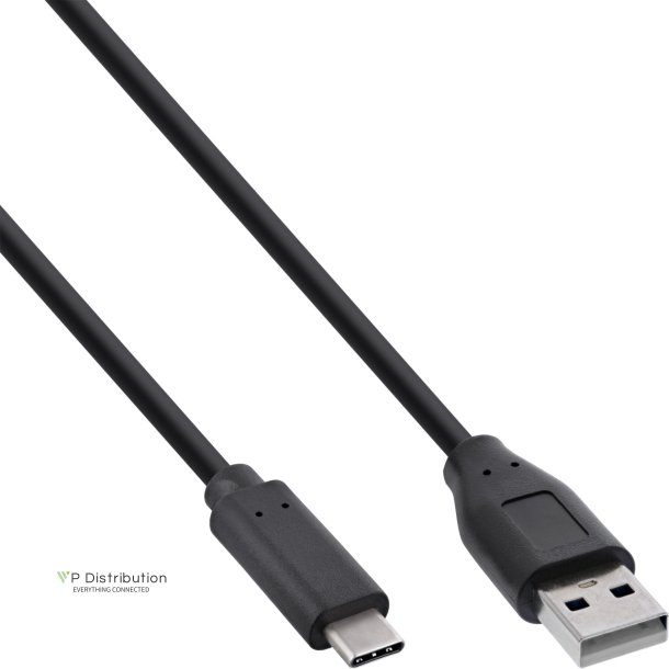 InLine USB 2.0 Cable, Type C male to A male, black, 3m