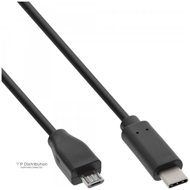 InLine USB 2.0 Cable, Type C male to Micro-B male, black, 1m