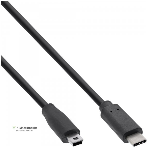 InLine USB 2.0 Cable, Type C male to Mini-B male (5pin), black, 1m