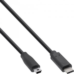 InLine USB 2.0 Cable, Type C male to Mini-B male (5pin), black, 5m