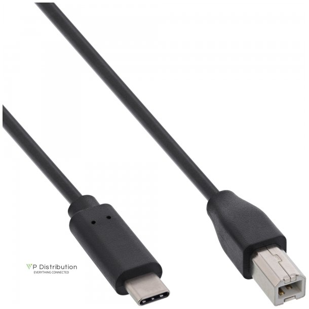 InLine USB 2.0 Cable, Type C male to B male, black, 1m