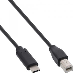 InLine USB 2.0 Cable, Type C male to B male, black, 3m