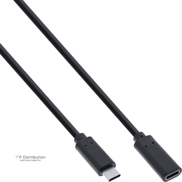 InLine USB 3.2 Cable, Type C male/female, black, 1m