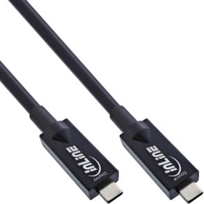 InLine&reg; USB 3.2 Gen.2 AOC cable, USB-C male/male, black, 15m