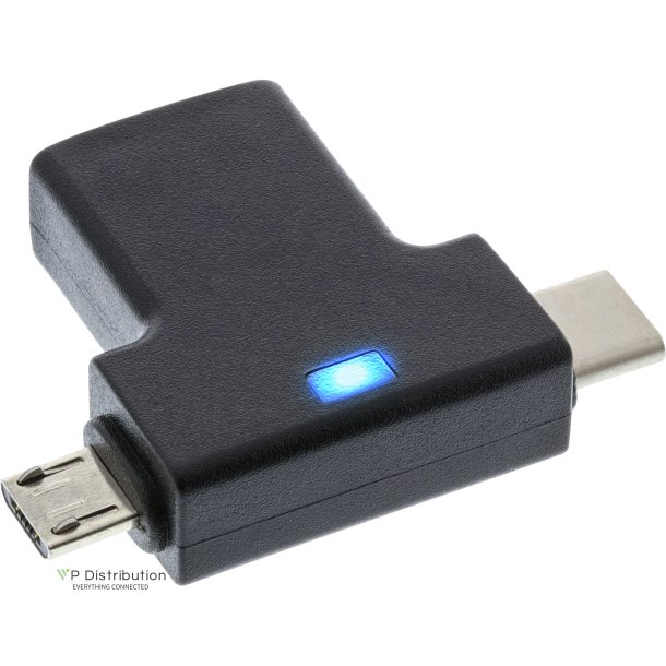 InLine&reg; USB 3.1/2.0 OTG T-Adapter, Type C male or Micro-USB to A female