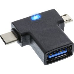 InLine&reg; USB 3.1/2.0 OTG T-Adapter, Type C male or Micro-USB to A female