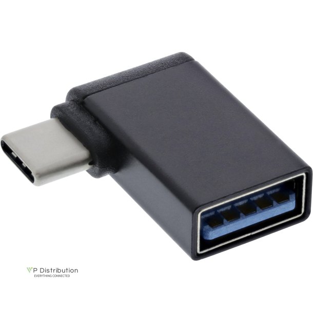 InLine USB 3.2 Gen.2 Adapter OTG, Type C male to A female angled 90