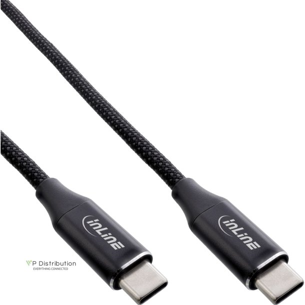 InLine Magnetic USB-C cable, USB-C male/male, 100W, black, 2m