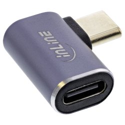 InLine&reg; USB4 Adapter, USB Type-C male/female right/left angled, aluminium, grey
