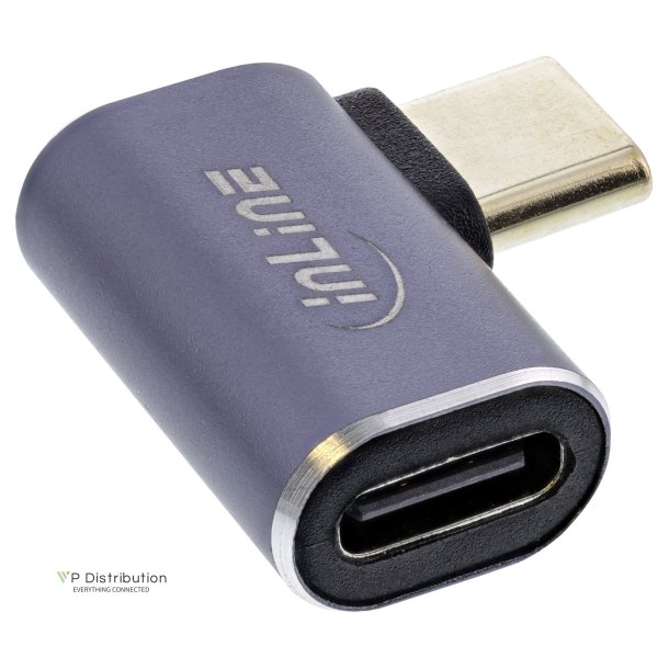 InLine&reg; USB4 Adapter, USB Type-C male/female right/left angled, aluminium, grey