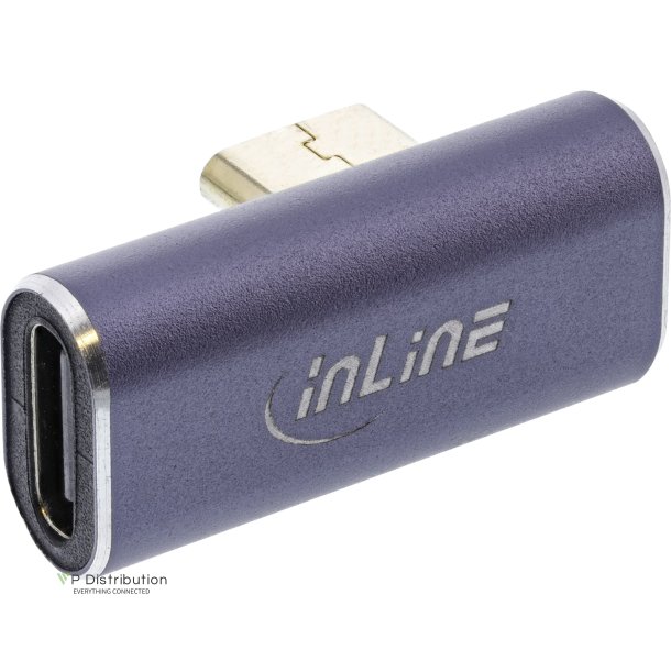 InLine&reg; USB4 Adapter, USB Type-C male/female vertical right/left angled, aluminium, grey