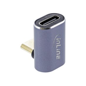 InLine® USB4 Adapter, USB Type-C male/female up/down angled, aluminium, grey