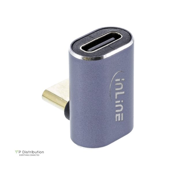 InLine&reg; USB4 Adapter, USB Type-C male/female up/down angled, aluminium, grey