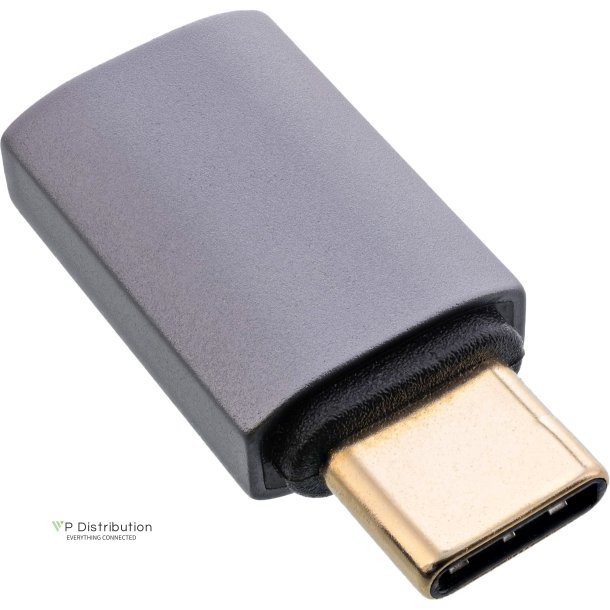 InLine&reg; USB4 adapter, USB-C male/female, aluminium, grey