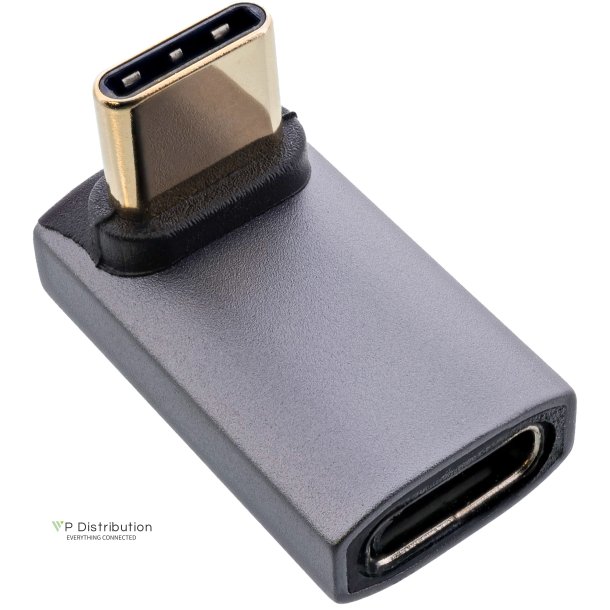 InLine&reg; USB4 adapter, USB-C male/female angled up/down, aluminium, grey