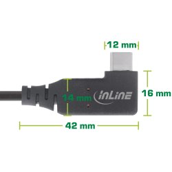 InLine&reg; USB4 cable, USB Type-C, one side angled, PD 240W, 8K60Hz, TPE black, 2m