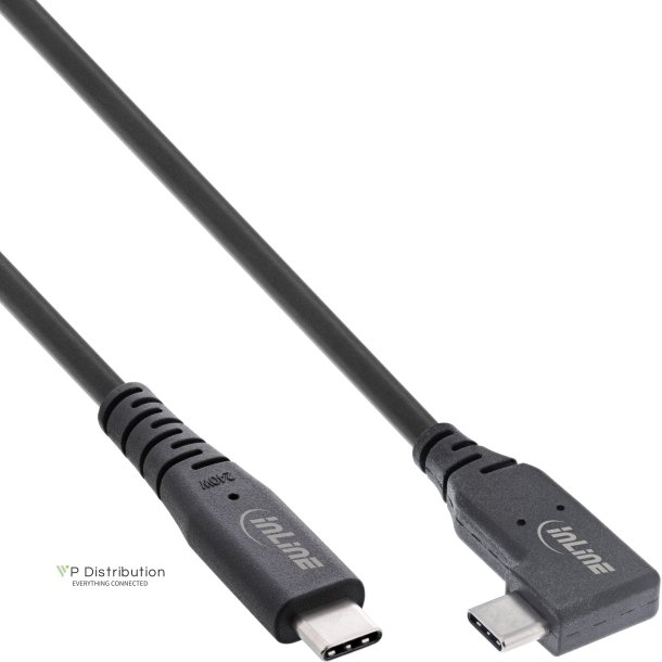 InLine&reg; USB4 cable, USB Type-C, one side angled, PD 240W, 8K60Hz, TPE black, 1.5m