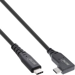 InLine&reg; USB4 cable, USB Type-C, one side angled, PD 240W, 8K60Hz, TPE black, 0.5m