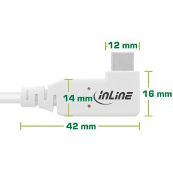 InLine&reg; USB4 cable, USB Type-C, one side angled, PD 240W, 8K60Hz, TPE white, 2m