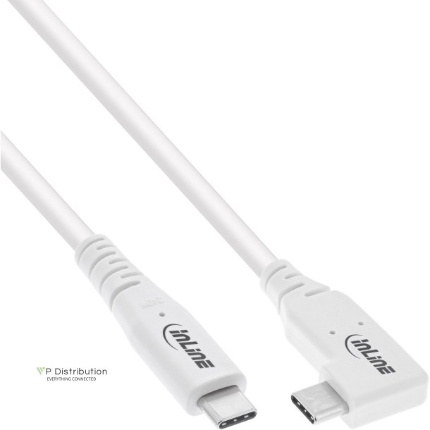 InLine&reg; USB4 cable, USB Type-C, one side angled, PD 240W, 8K60Hz, TPE white, 1.5m