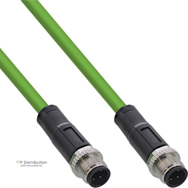 InLine&reg; Industrial network cable, M12 4-pin D-coded male/male, PUR 15m