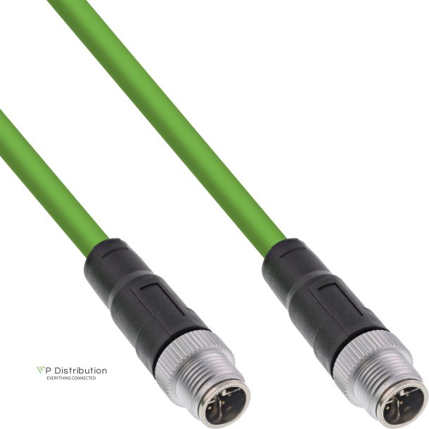 InLine&reg; Industrial network cable, M12 8-pin X-coded male/male, Cat.6A PUR 2m