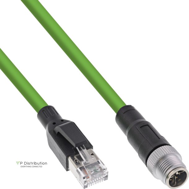 InLine&reg; Industrial network cable, M12 8-pin X-coded to RJ45 plug, Cat.6A PUR 20m