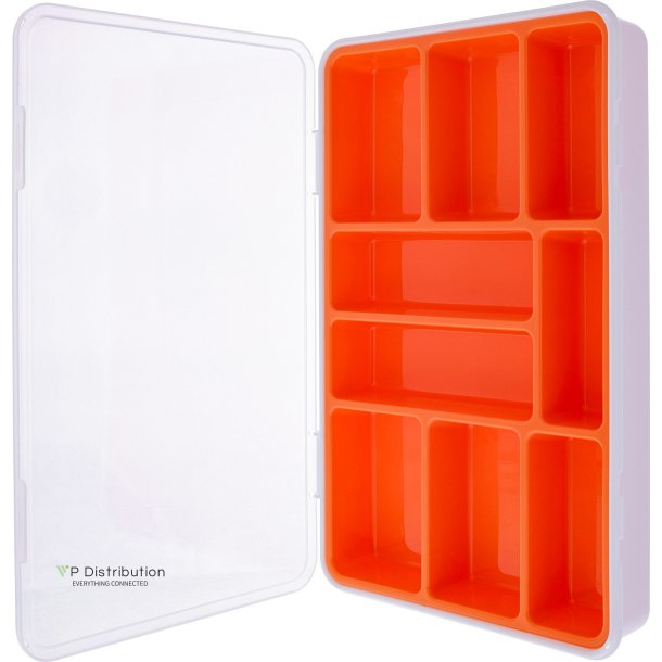 InLine&reg; Small Components Box, 9 compartments, 290x185x45mm, orange