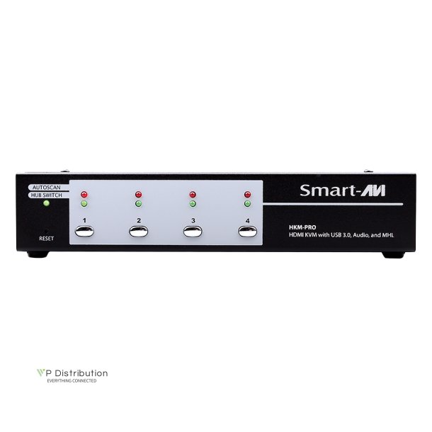 SmartAVI HDMI, 3-Port, KVM Switch with USB 3.0, MHL and Stereo Audio support. Includes: [HKM-PRO, PS5VD3A]