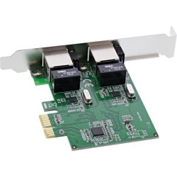 InLine&reg; Dual Gigabit Network Interface Card, PCI Express, 2x 1Gb/s, PCIe x1, incl. low-profile slot bracket