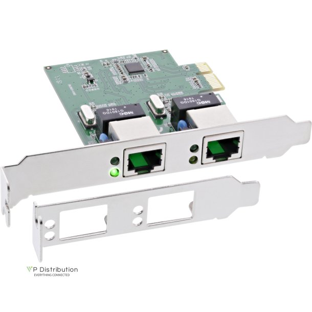 InLine&reg; Dual Gigabit Network Interface Card, PCI Express, 2x 1Gb/s, PCIe x1, incl. low-profile slot bracket