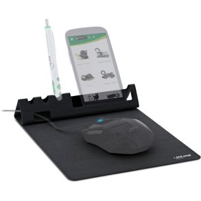 InLine® Multifunctional mouse pad with smartphone and pen holder, black